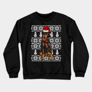 Santa Hat Doberman Pinscher Ugly Christmas Crewneck Sweatshirt